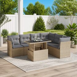 7-Piece Garden Sofa Set with Adjustable Table and Storage