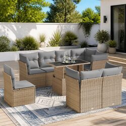Specifications of 9 Piece Outdoor Sofa Set in Beige