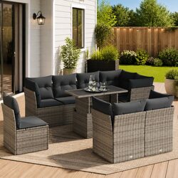 Specifications of 9 Piece Grey Garden Sofa Set