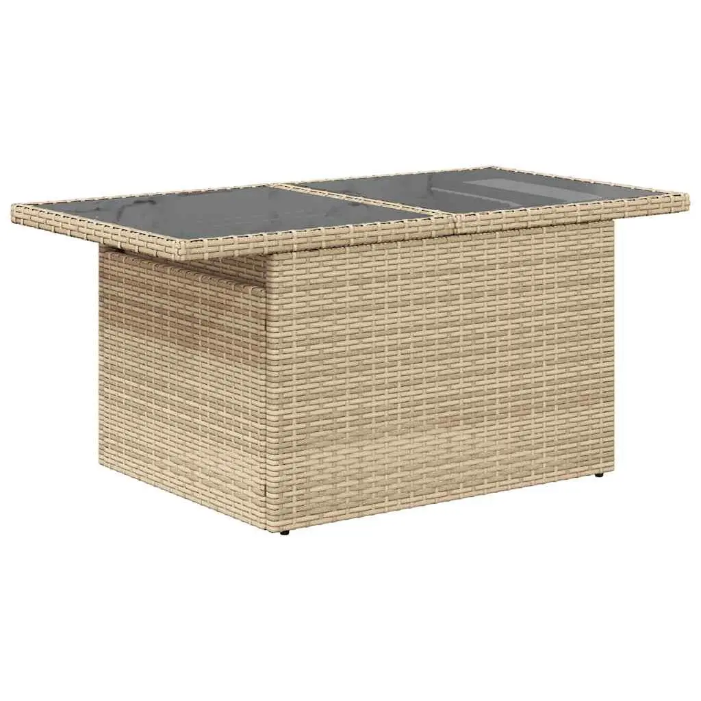 Garden Sofa Set Outdoor Furniture 10 Piece Beige Poly Rattan Patio Seating