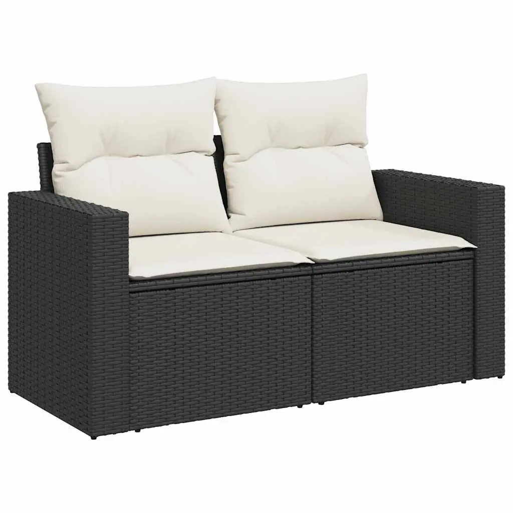 7 Piece Garden Sofa Set with Cushions Storage Black Outdoor Patio Furniture
