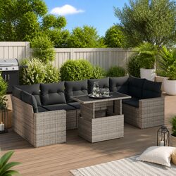 Detailed Specs: 8 Piece Grey Outdoor Sofa Set