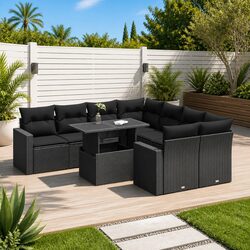 Specifications of the 9 Piece Black Poly Rattan Sofa Set