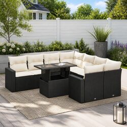 Specifications of 9-Piece Black Rattan Sofa Set