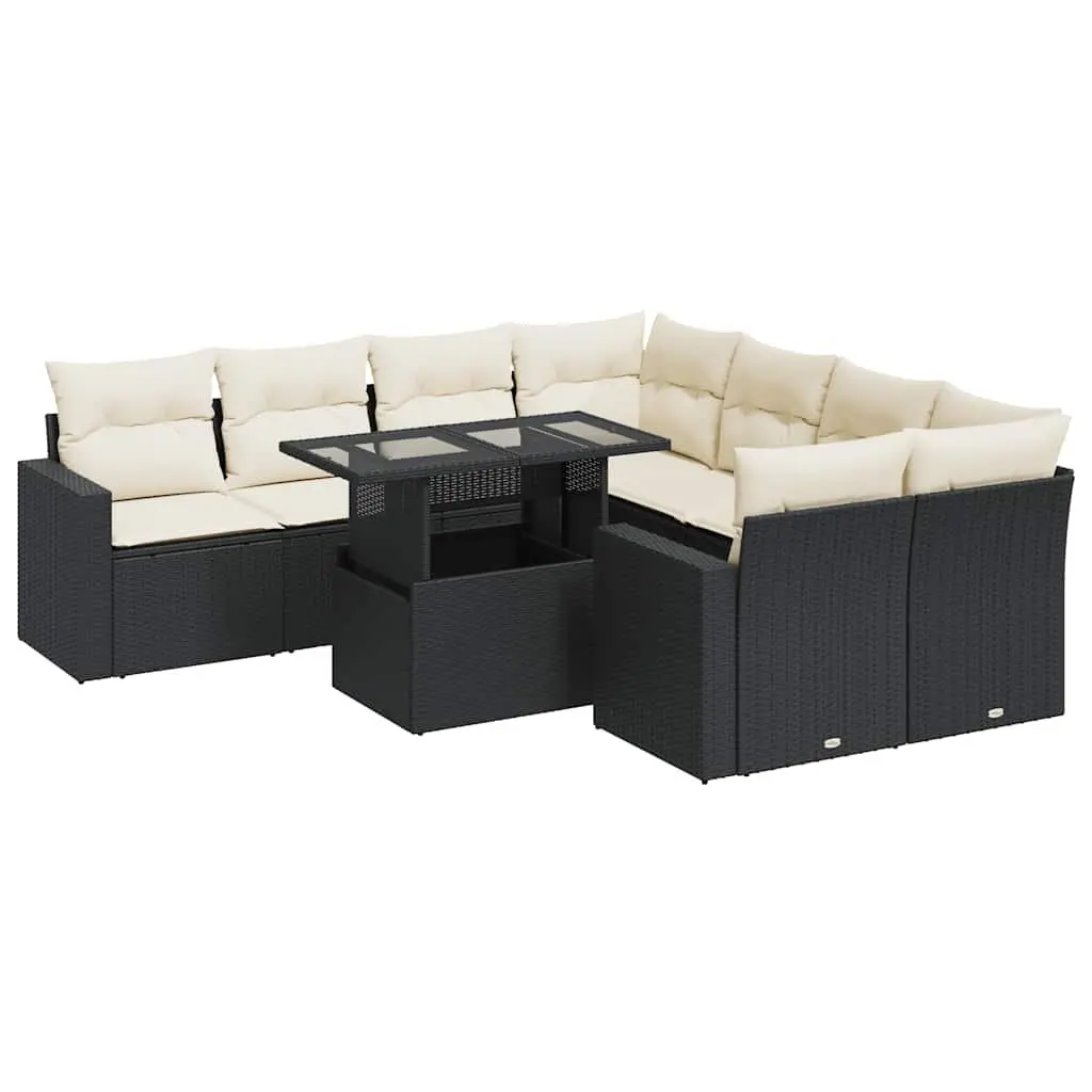 Garden Sofa Set Outdoor Furniture 9 Piece Black Rattan