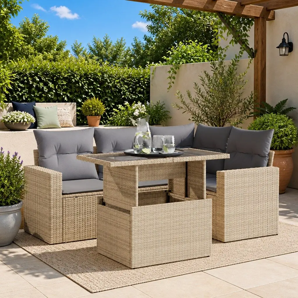 5-Piece Garden Sofa Set in Beige