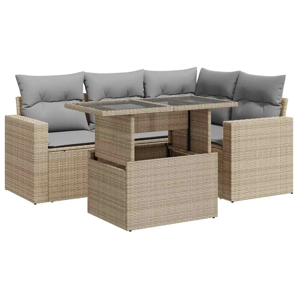 5-Piece Garden Sofa Set in Beige