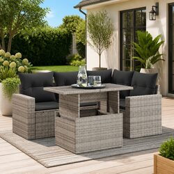 5-Piece Garden Sofa Set with Adjustable Table