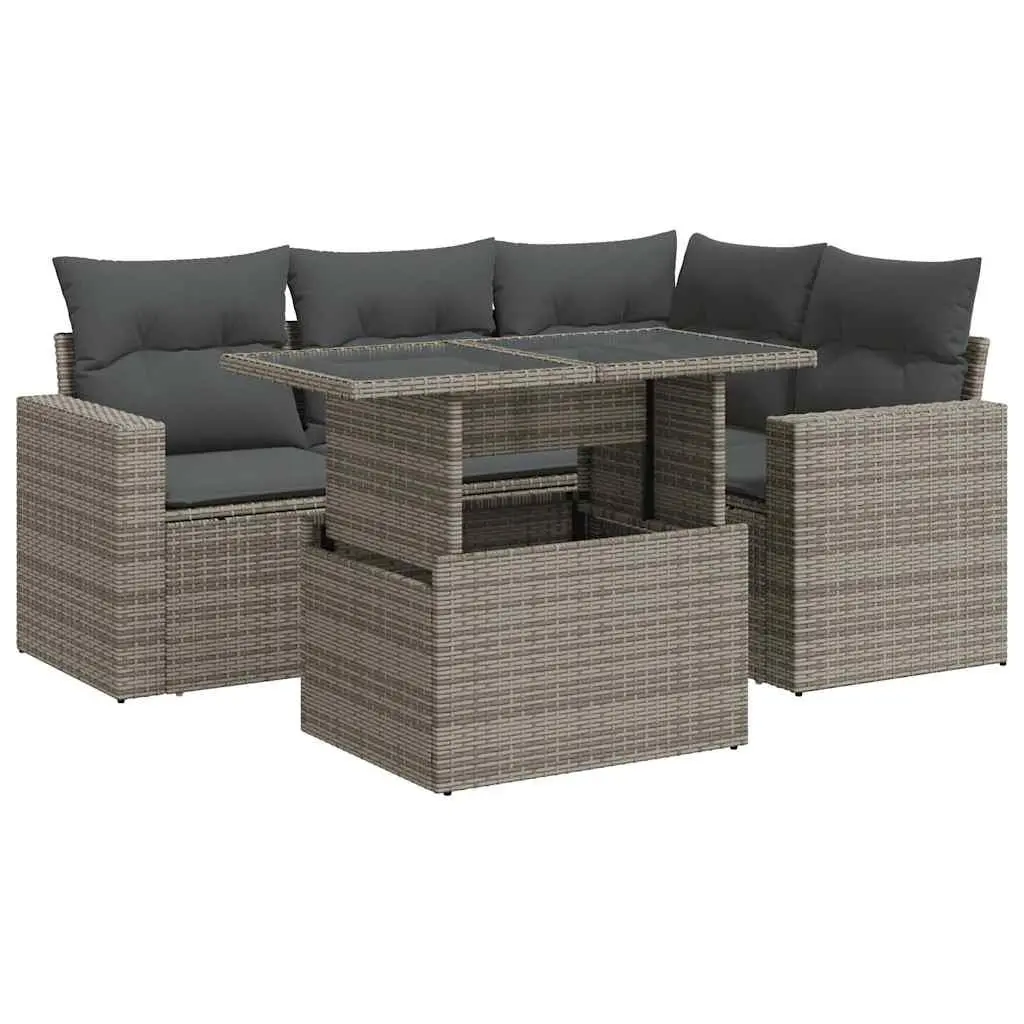 5-Piece Garden Sofa Set with Adjustable Table