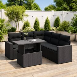 Specifications of Black 6-Piece Patio Sofa Set with Cushions