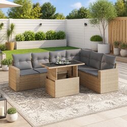 Specifications for 7 Piece Beige Garden Sofa Set