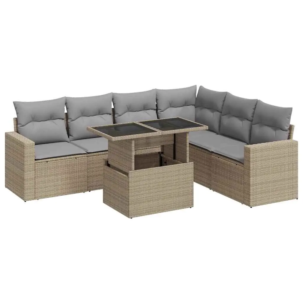 7 Piece Beige Garden Sofa Set