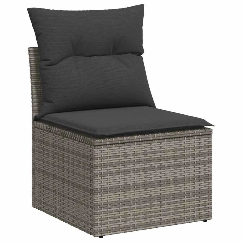 7 Piece Garden Sofa Set Outdoor Patio Furniture Grey Poly Rattan with Cushions
