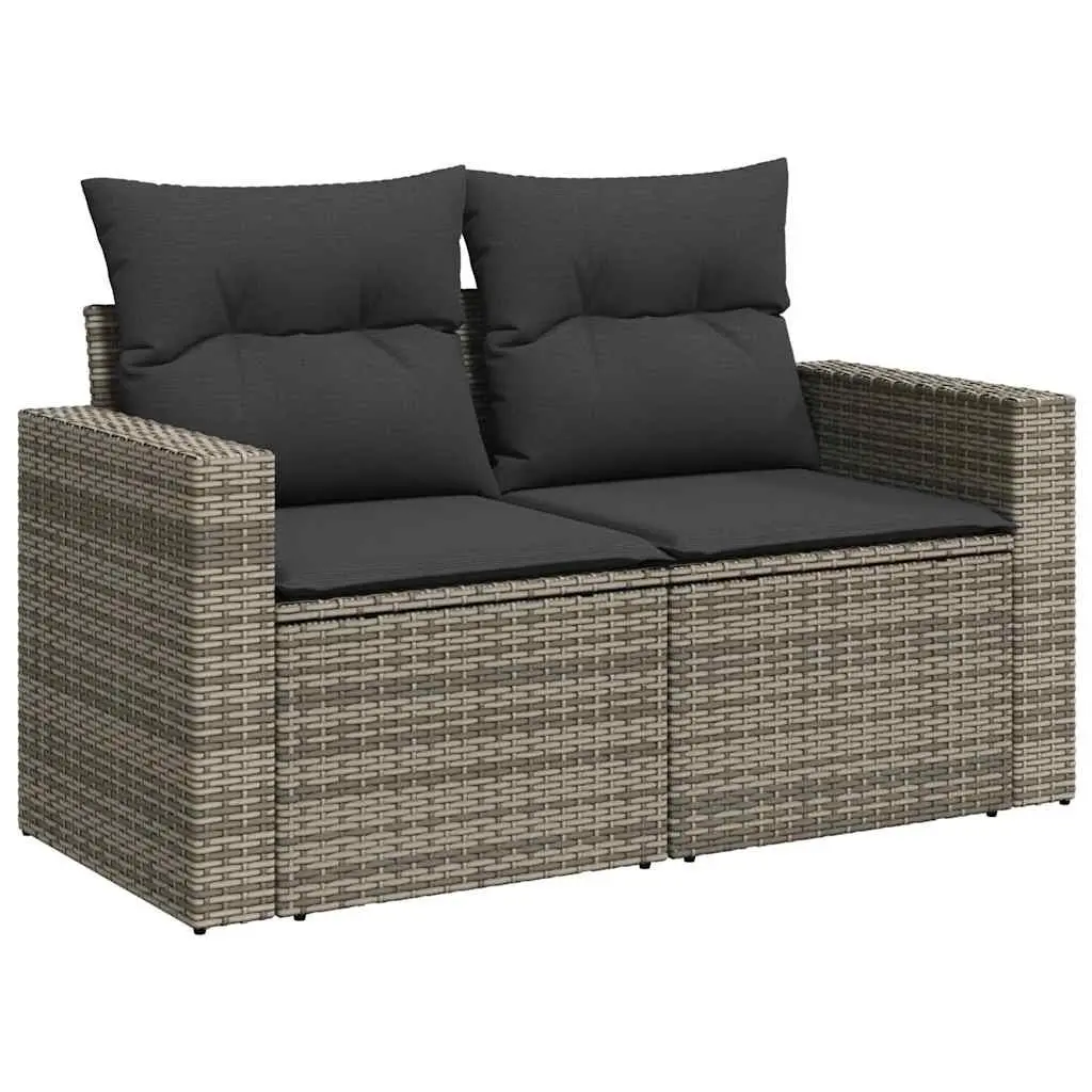 7 Piece Garden Sofa Set Outdoor Patio Furniture Grey Poly Rattan with Cushions