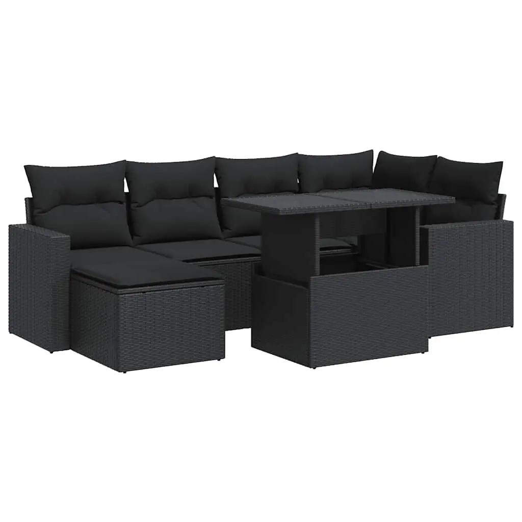 7 Piece Garden Sofa Set Outdoor Patio Furniture Black