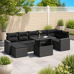 Specifications of 8-Piece Black Rattan Garden Sofa Set