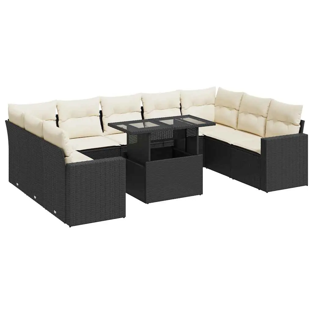 10 Piece Garden Sofa Set for Patio Outdoor Use Black