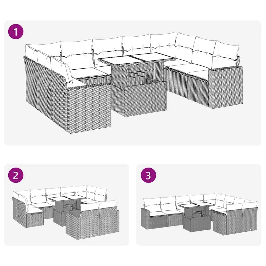 10 Piece Garden Sofa Set for Patio Outdoor Use Black