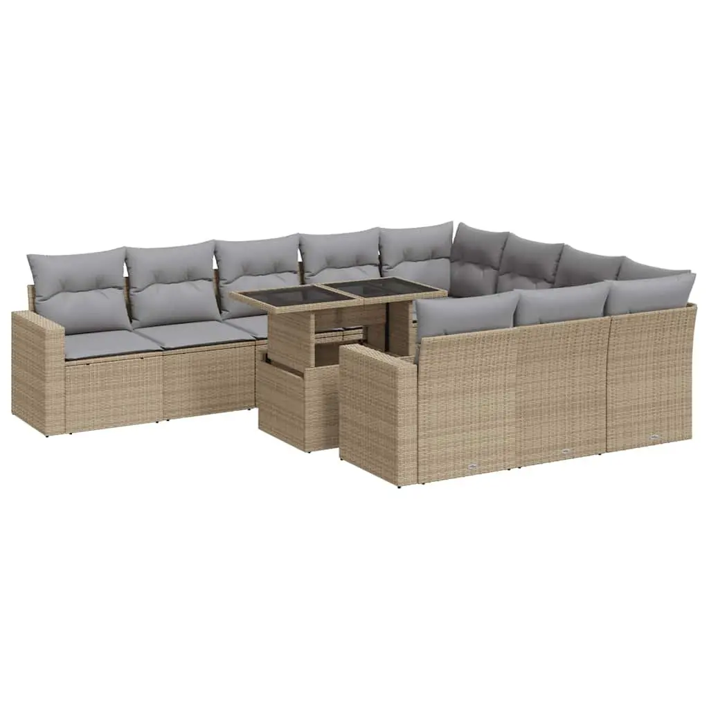Outdoor Garden Sofa Set 11 Piece Patio Furniture Beige