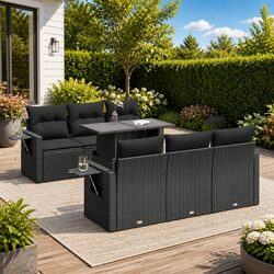 Specifications of 7 Piece Black Garden Sofa Set with Cushions