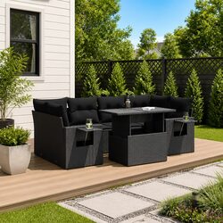 Specifications of the 7-Piece Black Garden Sofa Set