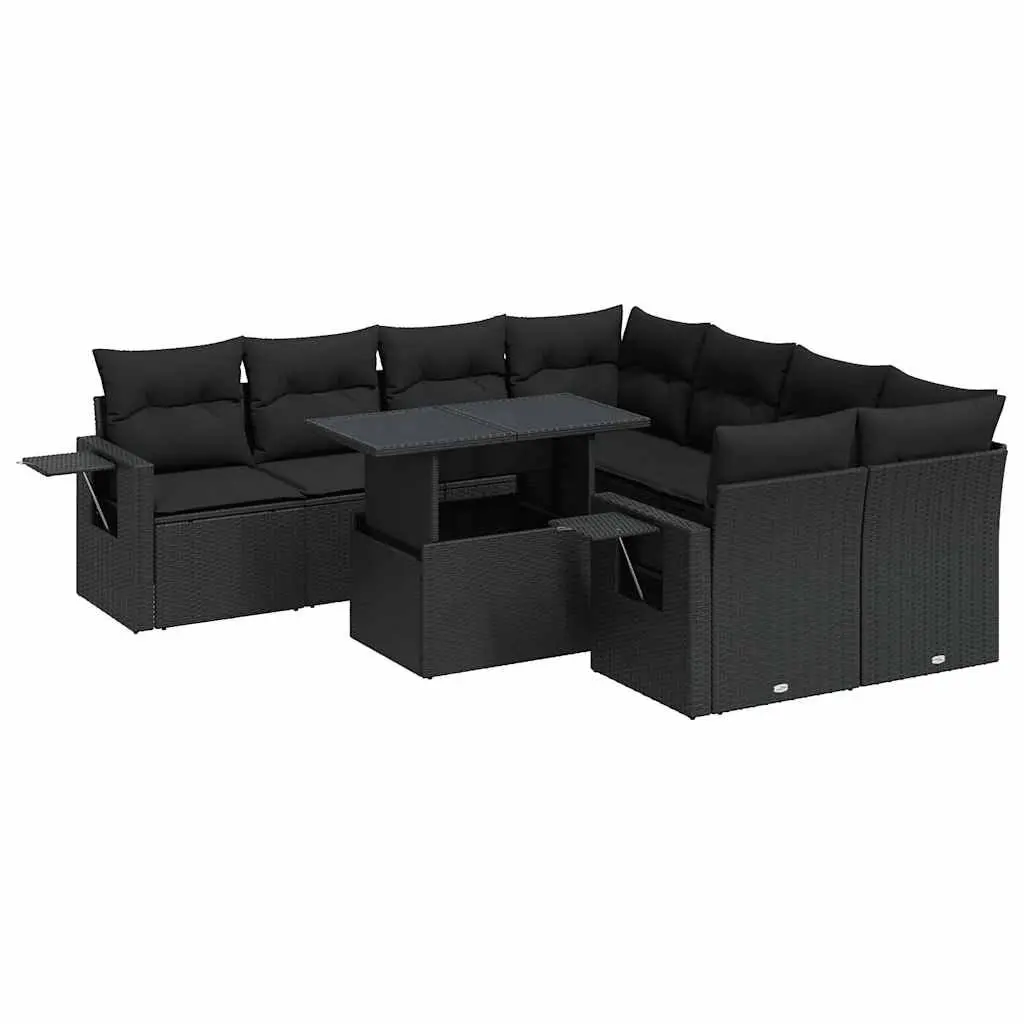 Outdoor Garden Sofa Set 9 Piece Patio Furniture with Cushions Storage Black