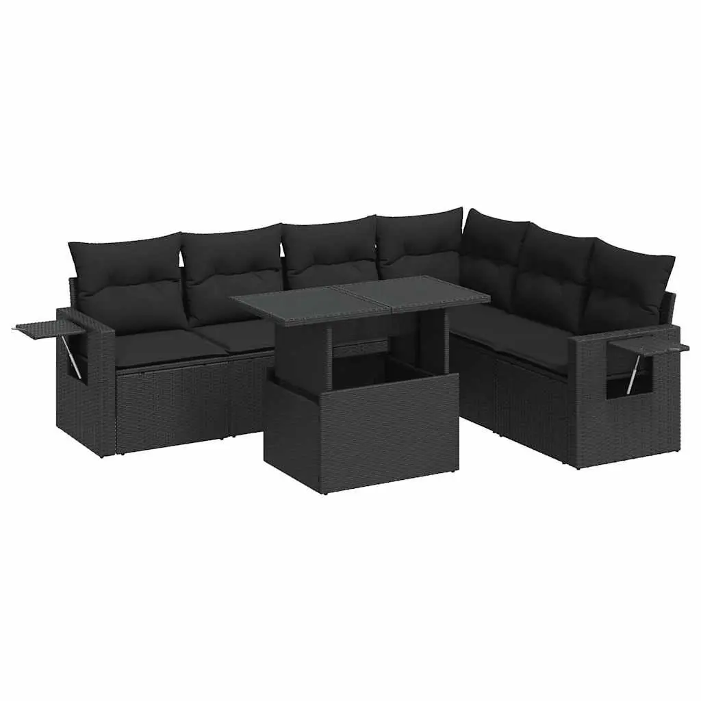 7 Piece Black Outdoor Sofa Set