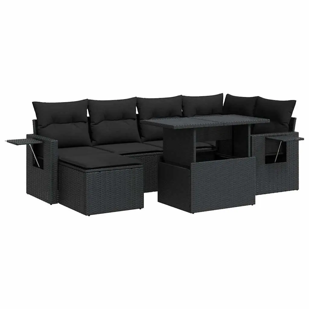 Garden Sofa Set 7 Piece Outdoor Furniture for Backyard Patio Black