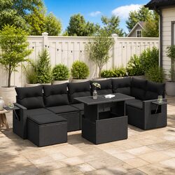Specifications of 8 Piece Garden Sofa Set in Black