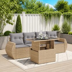 5-Piece Garden Sofa Set in Beige with Adjustable Table