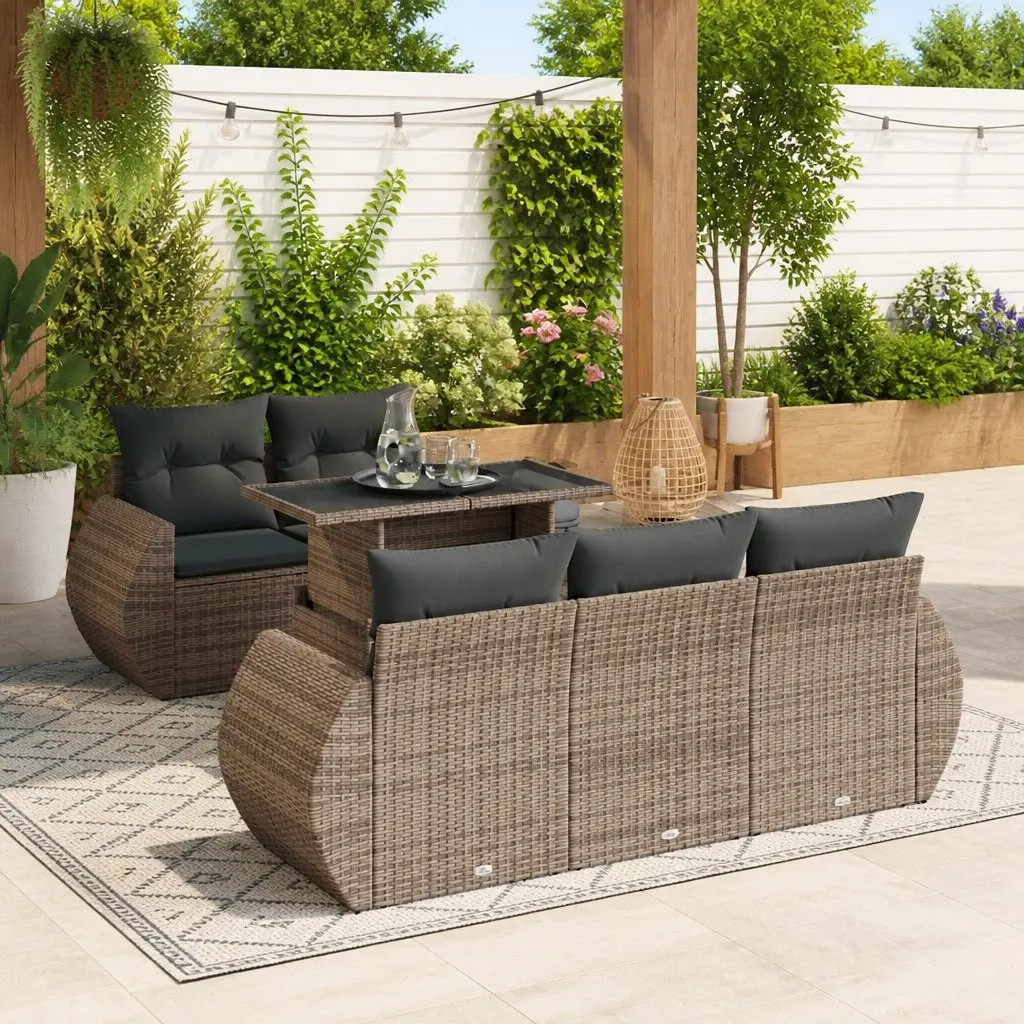 6-Piece Grey Garden Sofa Set with Durable Materials