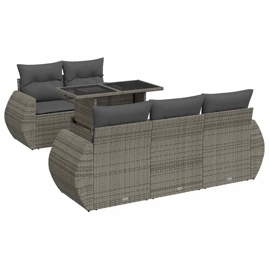 6-Piece Grey Garden Sofa Set with Durable Materials