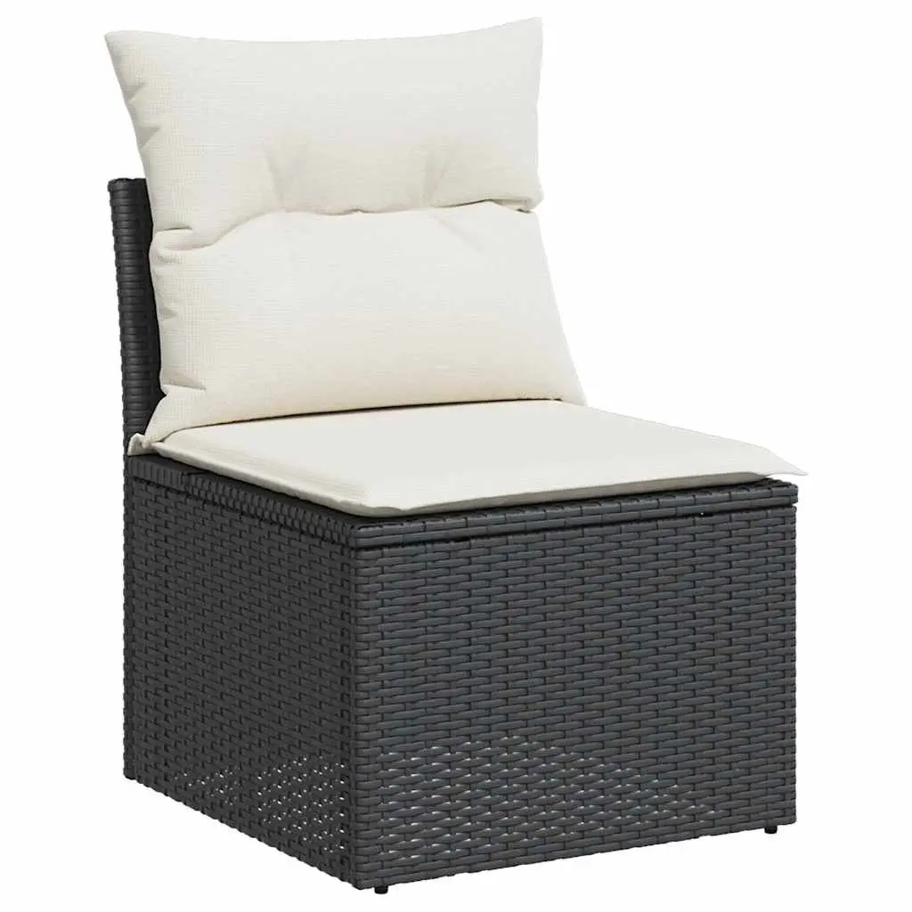 7 Piece Outdoor Sofa Set Patio Furniture Black Rattan Cushions Adjustable Table Storage for Backyard Terrace