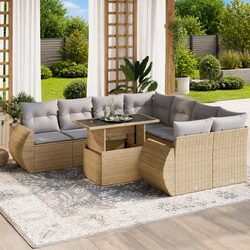 Detailed Specifications of 9 Piece Beige Garden Sofa Set