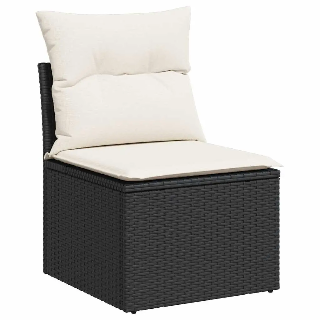 6 Piece Garden Sofa Set Outdoor Patio Furniture with Storage Cushions Black