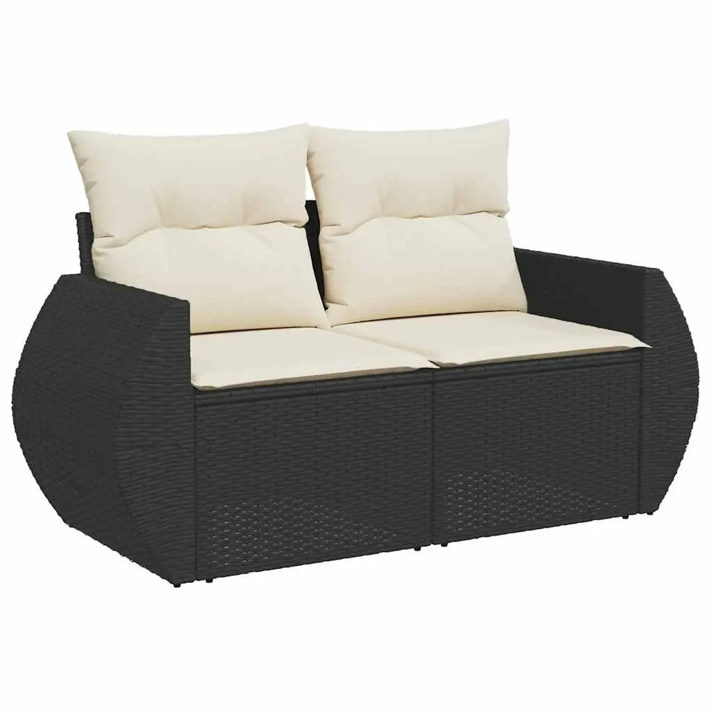 6 Piece Garden Sofa Set Outdoor Patio Furniture with Storage Cushions Black