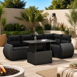 Specifications of the Black Poly Rattan Garden Sofa Set