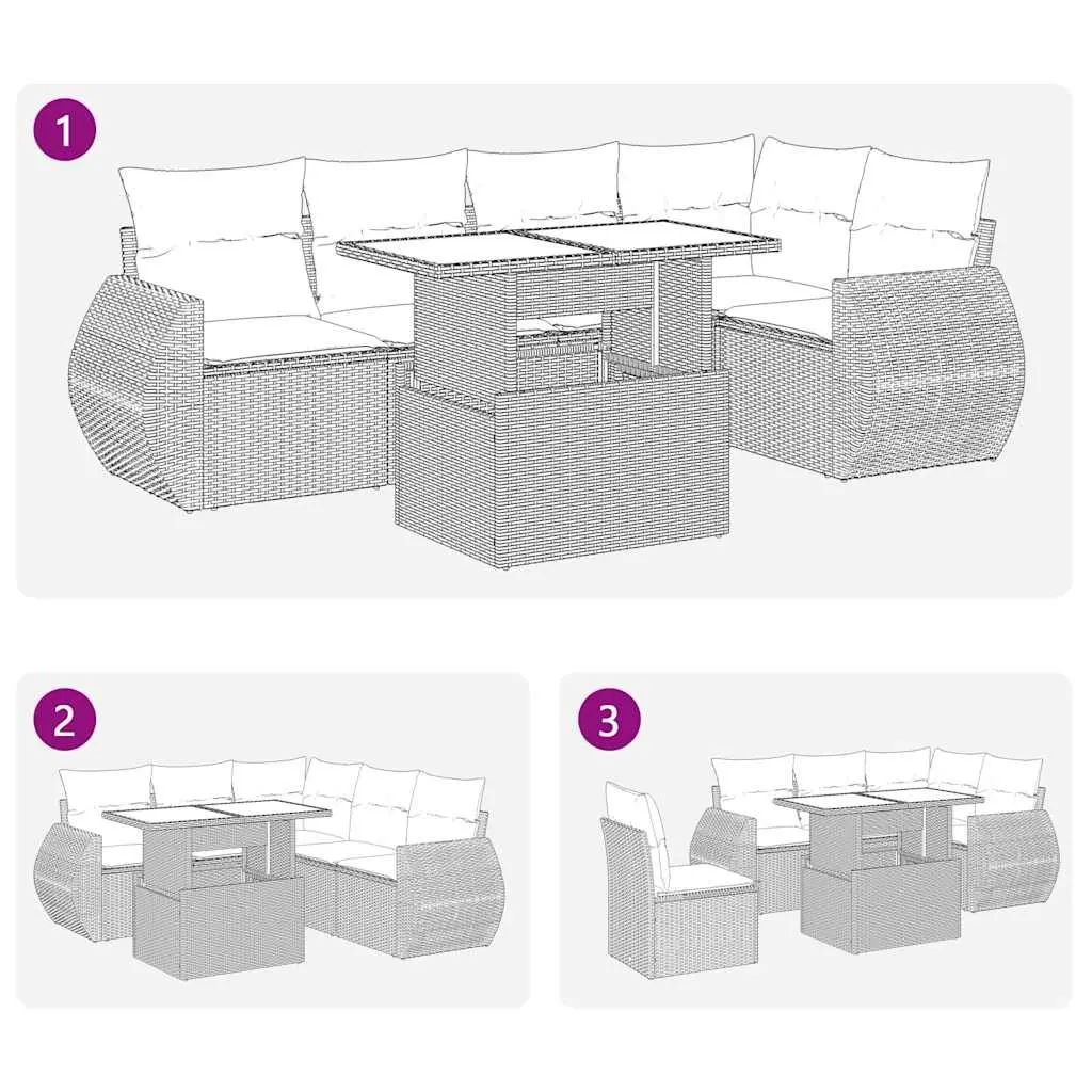 Garden Sofa Set for Outdoor Patio Grey 6 Piece with Storage