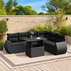 Specifications of a 7-Piece Black Rattan Garden Sofa Set
