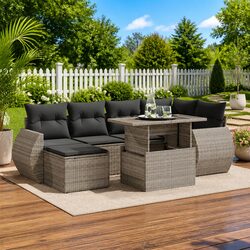 7 Piece Garden Sofa Set Outdoor Patio Furniture with Cushions Storage Grey