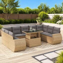 Specifications of 10 Piece Beige Garden Sofa Set