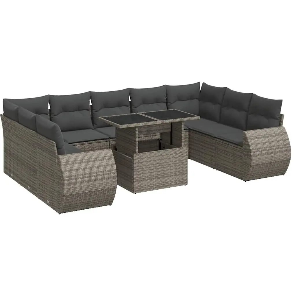 10-Piece Modular Grey Rattan Sofa Set