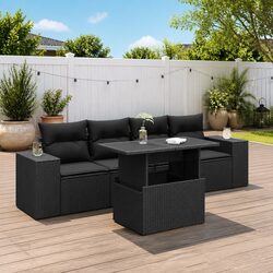 Specifications of the 5 Piece Black Poly Rattan Sofa Set