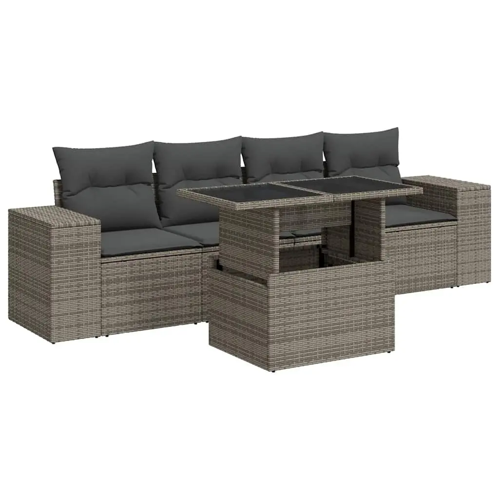5-Piece Modular Grey Sofa Set