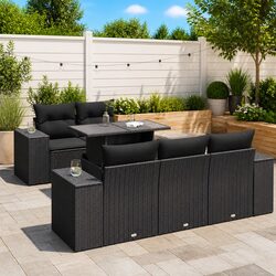 6-Piece Garden Sofa Set Specifications: Black PE Rattan