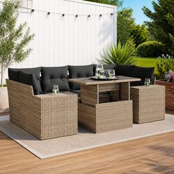 7 Piece Garden Sofa Set Specifications: Grey Poly Rattan