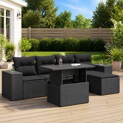 Specifications of 6 Piece Black Rattan Modular Garden Sofa