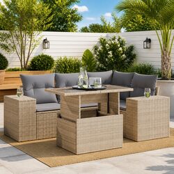 5-Piece Beige Garden Sofa Set Specifications and Features