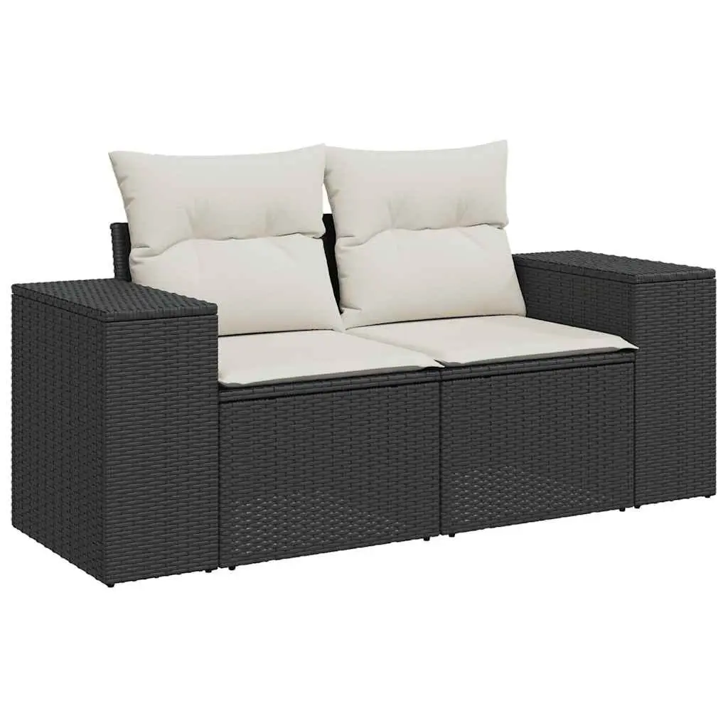 Garden Sofa Set Outdoor Furniture 10 Piece Black Poly Rattan Modular Patio