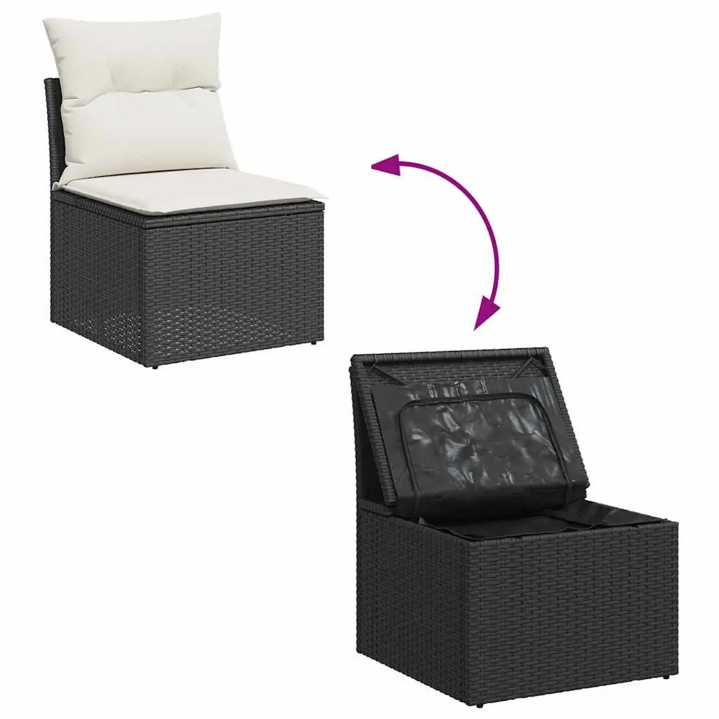 Garden Sofa Set Outdoor Furniture 10 Piece Black Poly Rattan Modular Patio